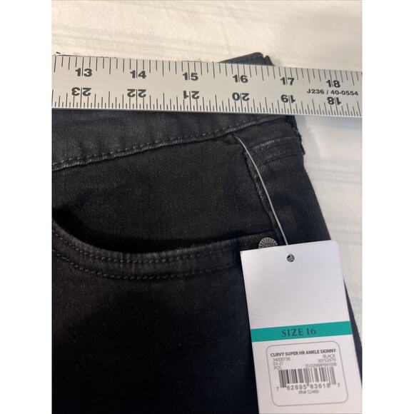 Sofia Vergara Womens Curvy Super High Rise Ankle Skinny Jeans Size 16 Black New - Picture 9 of 12